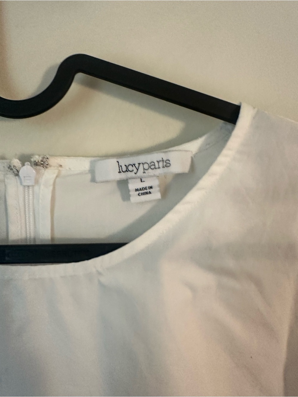 Lucy Paris White Long-Sleeve Tie Cuff Blouse Cotton Large - Picture 3 of 4